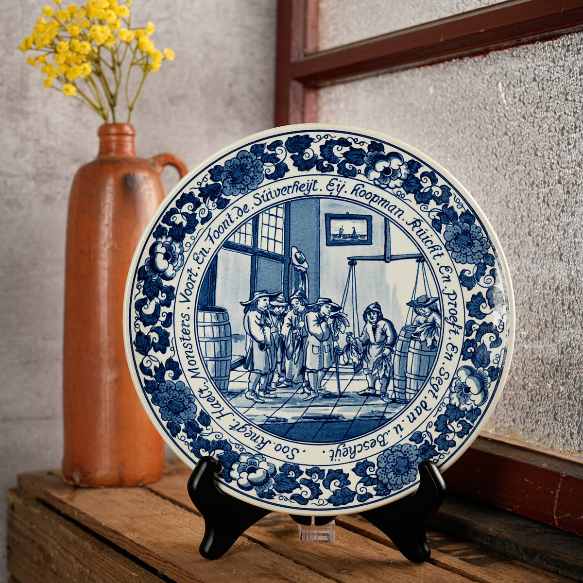 荷蘭Delft Blue風格"菸草商"展示掛盤